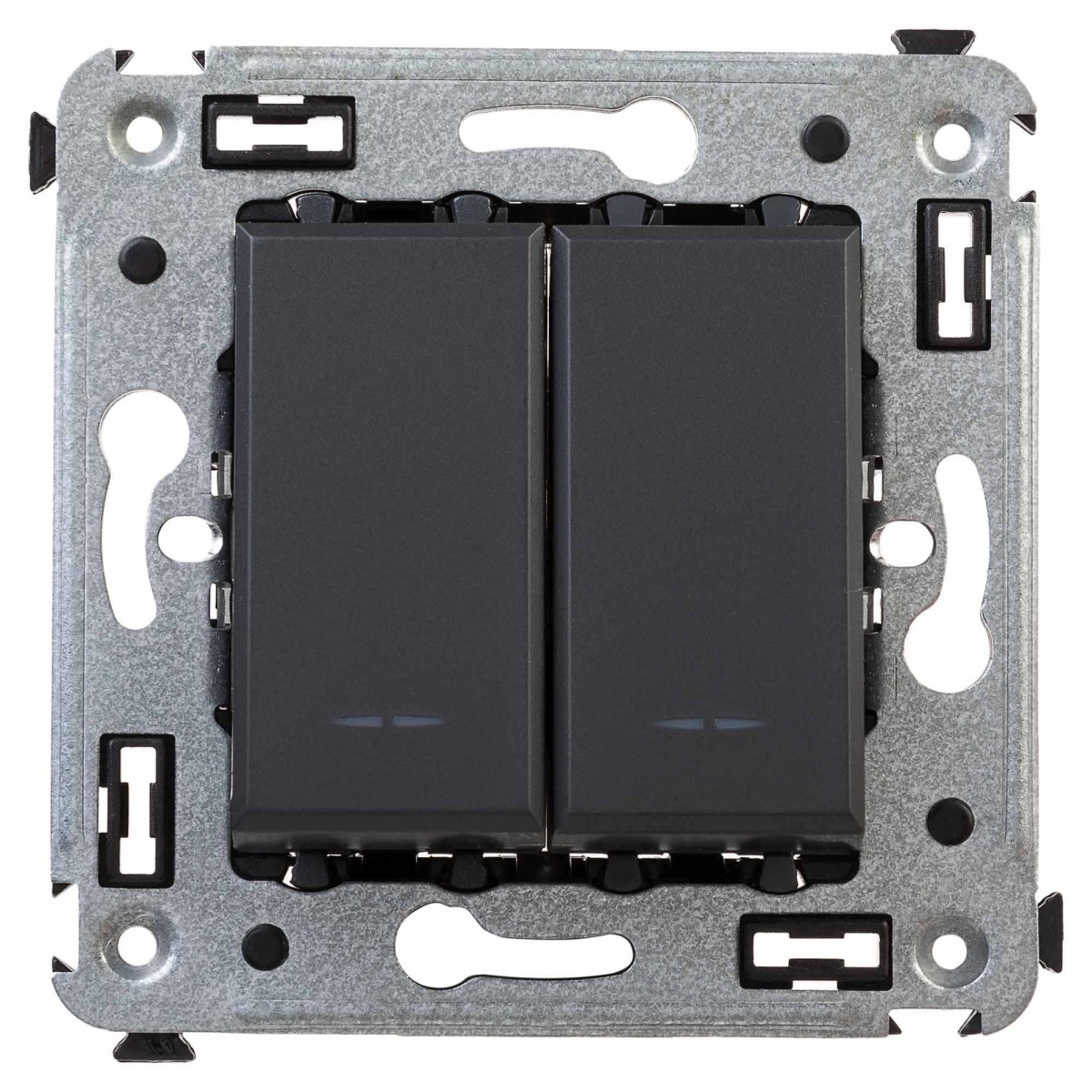 Avanti Выключатель двухклавишный в стену  Черный   матовый