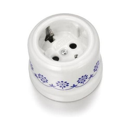 Розетка Fontini GARBY, открытый монтаж, с заземлением, со шторками, орнамент, 30202112