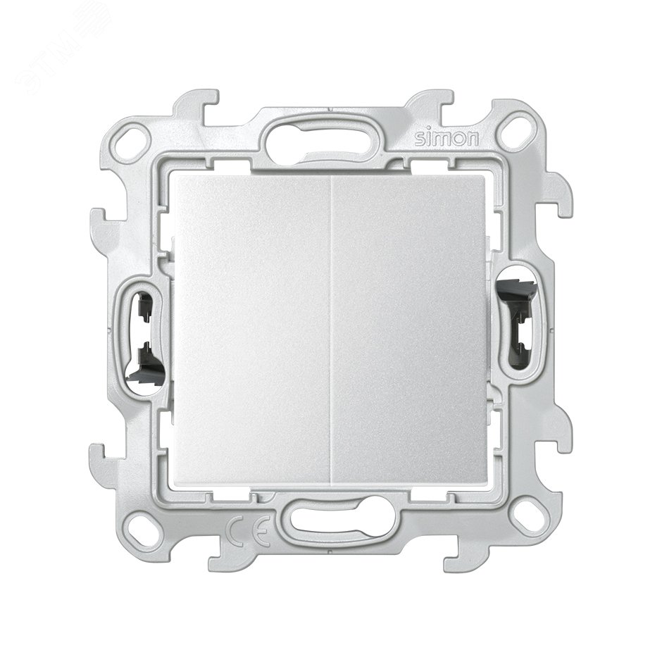 Двухклавишный выключатель 10AX 250В~ с системой PushGo цвета алюминий S24 Harmonie