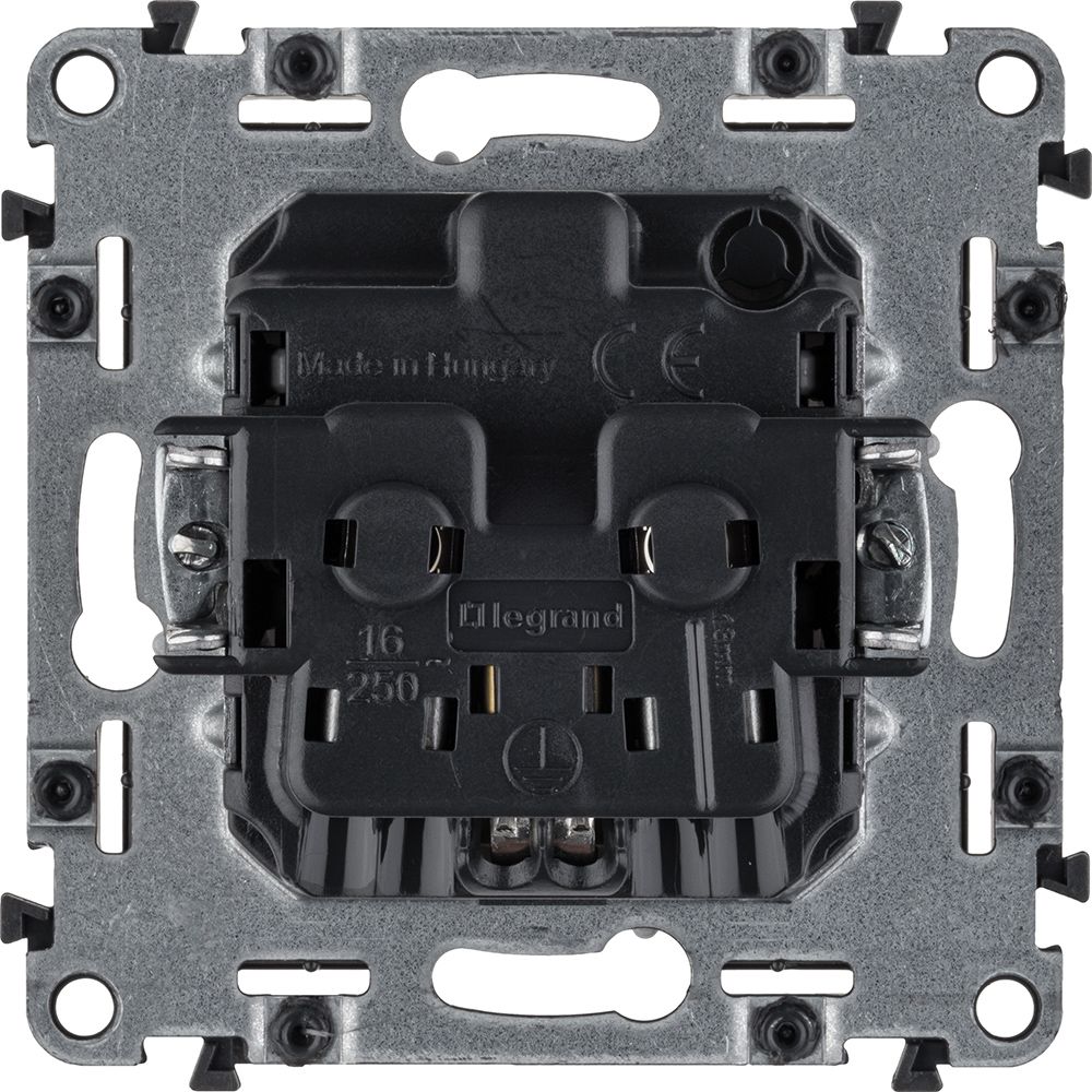 Механизм розетки 1-м СП Valena Allure 16А IP2X 250В 2P+E безвинт. клеммы с лицев. панелью алюм. Leg 753921