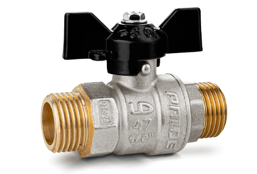 Кран шаровый латунный никелированный 11б27п1 Ду25 Ру40 (1) НР/НР бабочка