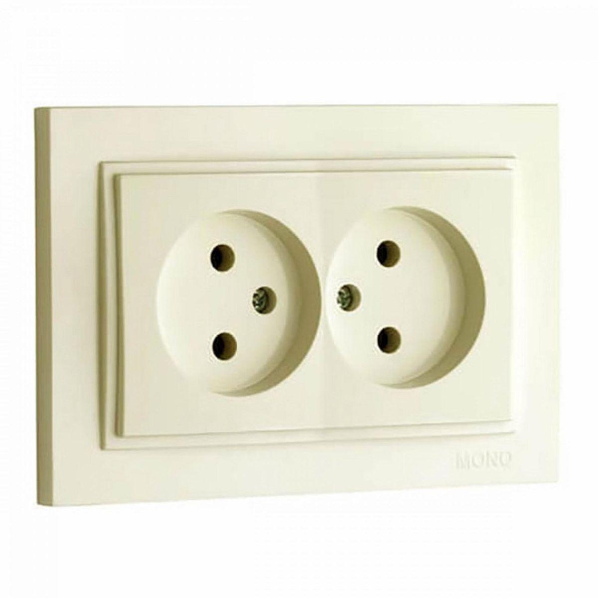 Розетка двойная без заземления Mono Electric Despina крем 102-170005-121