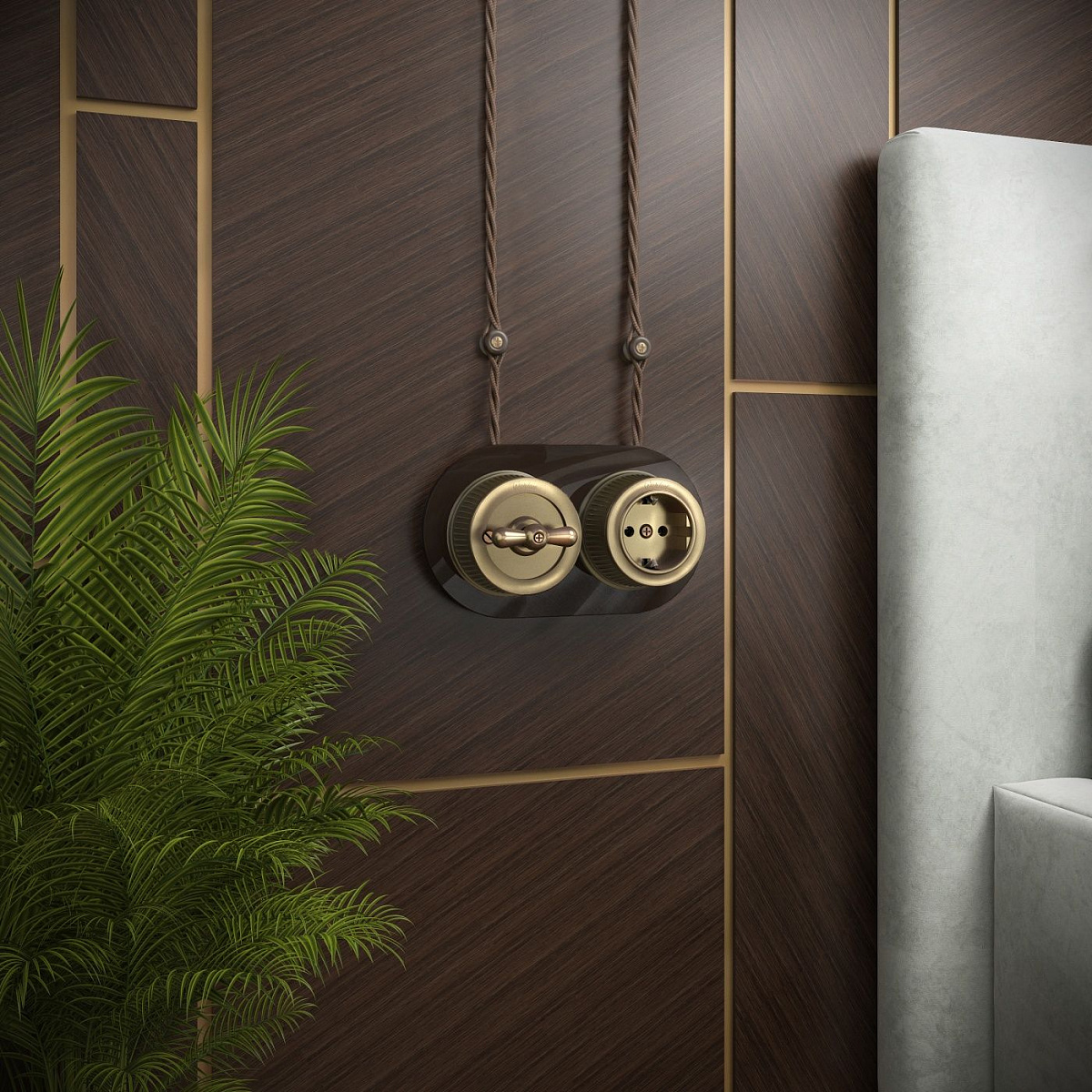 Розетка с заземлением бронзовый ретро W5771012