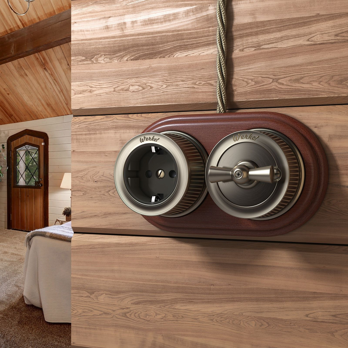 Розетка с заземлением бронзовый ретро W5771012